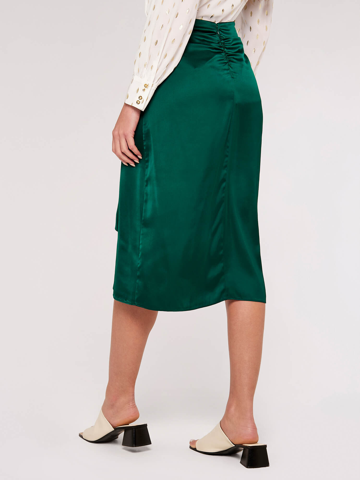 Satin Tie Front Wrap Skirt