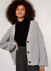 V-Neck Cardigan, Grey, large