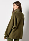 Roll Neck Oversized Batwing Jumper, Khaki, large