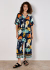 Colourful Sketch Print Culottes, Navy, large