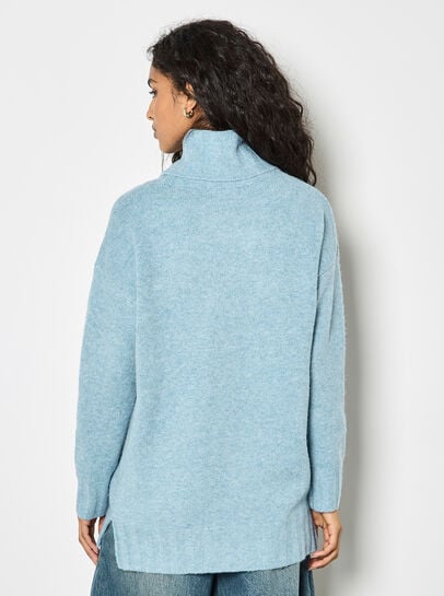 Oversized Roll Neck Tunic Jumper