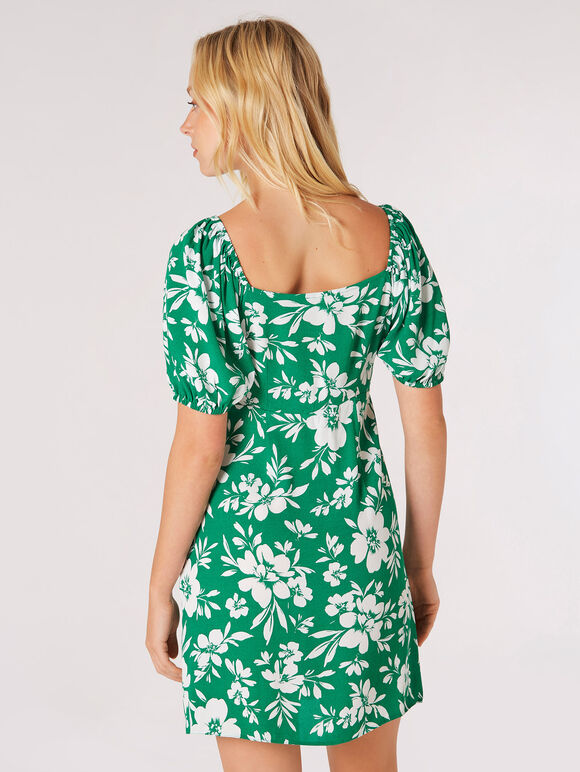 Mini-robe Milkmaid à silhouette florale, vert, grand