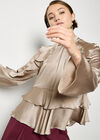 Ruffle Crinkle Satin Top, Stone, large