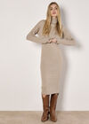 Roll Neck Kntted Midi Dress, Stone, large