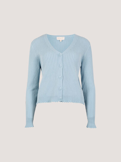 Ribbed Knit Scalloped Cardigan