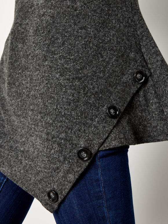 Asymmetric Hem Knit Top, Dark Grey/Charcoal, large