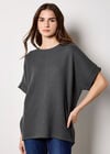 Waffle Knit Batwing Top, Dark Grey - Charcoal, large