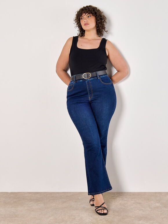 Curve Lola High-Waist Flare Jeggings, Blue, large