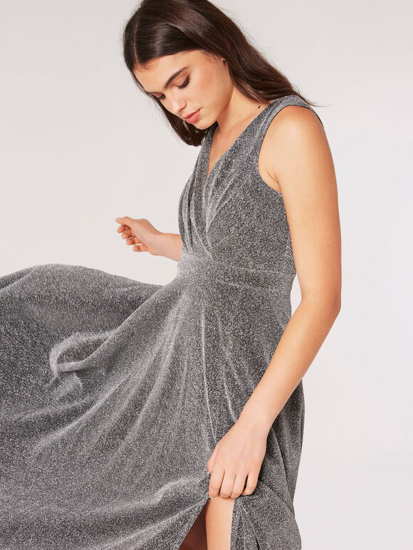 Sparkle Lurex Maxi Dress, Light Grey / Silver, large