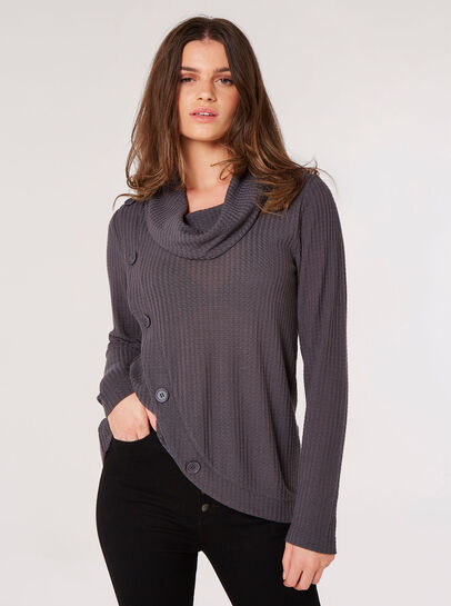 Waffle Knit Button Wrap Top