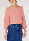 Rib Batwing Crop Jumper, Pink, large