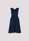 Metallic Pleat Skater Mini Dress, Navy, large