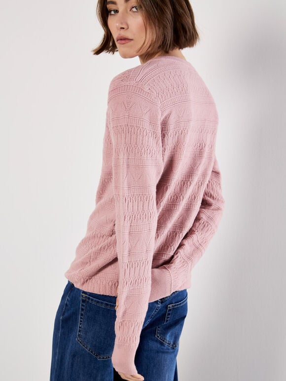 Soft Pointelle Knit Jumper, Pink, large