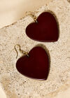 Resin Heart Drop Earrings, Brown, large