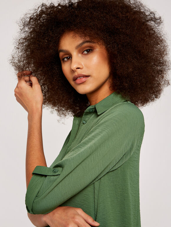 Shirt Swing Dress, Green, large
