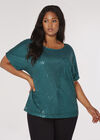 Curve Sequins Shimmer Top, Green, large
