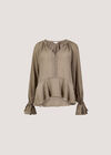 Textured Peplum Hem Blouse, Stone, large