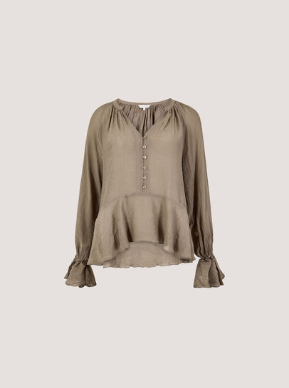 Textured Peplum Hem Blouse