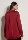 Oversized Satin Shirt, Burgundy, large