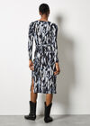 Brushstroke Knitted Midi Dress, Blue, large
