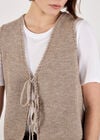 Scallop Edge Waffle Knit Waistcoat, Brown, large