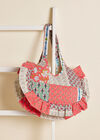 Patchwork Frill Fabric Bag, Assorted, large