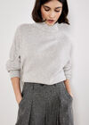 Woven Wide Leg Trousers, Grey, large