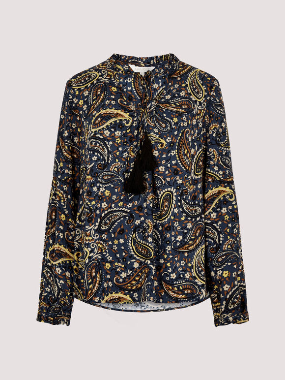 Paisley Boho Blouse, Navy, large
