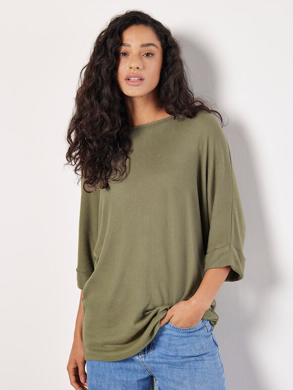 Soft Touch Batwing Top, Khaki, large