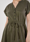 Button-Down Skater Mini Dress, Khaki, large