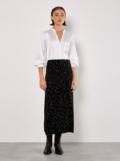 Star Velvet Midi Skirt