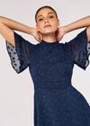 Star Jacquard Mini Dress, Navy, large