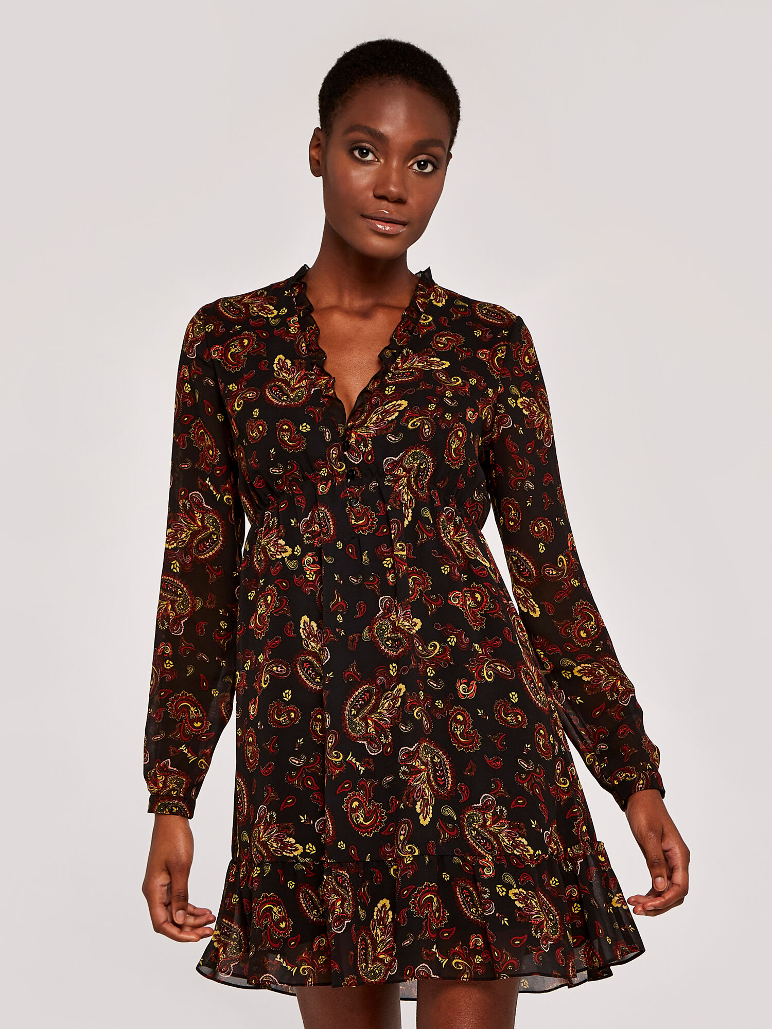 Apricot long sleeve dress hot sale
