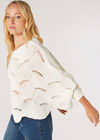 Swirl Knit Poncho Jumper, Cream, large