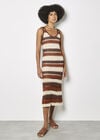 Crochet Stripe Midaxi Dress, Brown, large