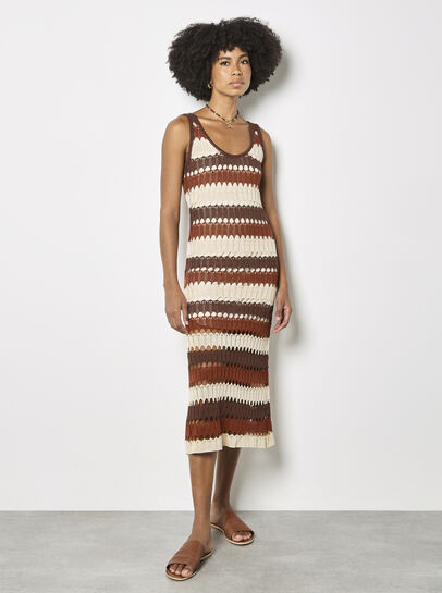 Crochet Stripe Midaxi Dress