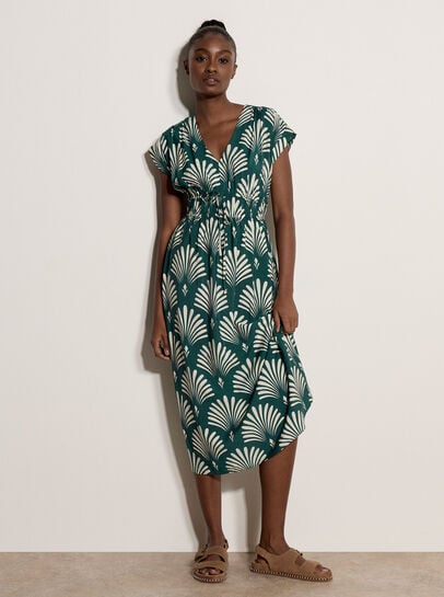 Fan Print Midaxi Dress