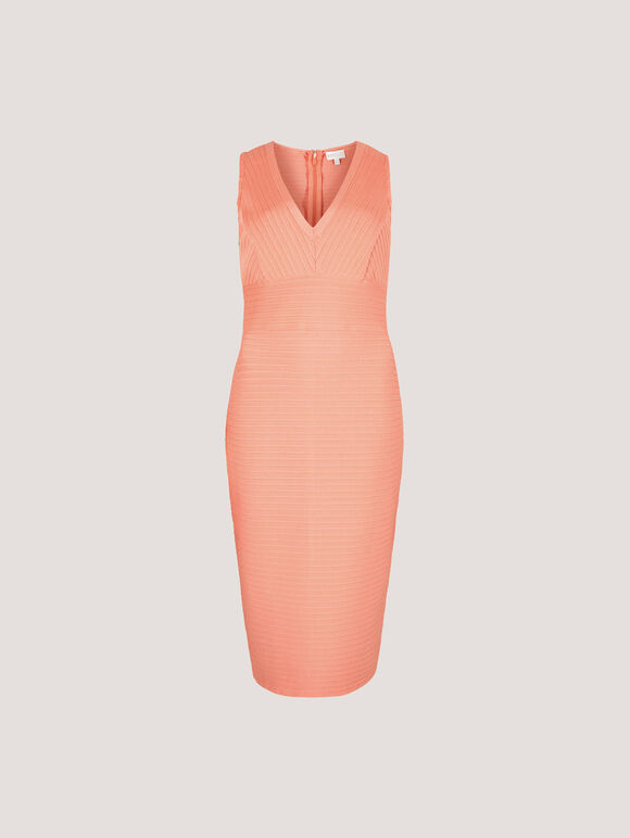 Bodycon Bandage Midi Dress, Coral, large