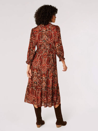 Paisley Ruffle Midaxi Dress