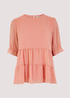 Recycled Crinkle Tiered Top, Pink, large