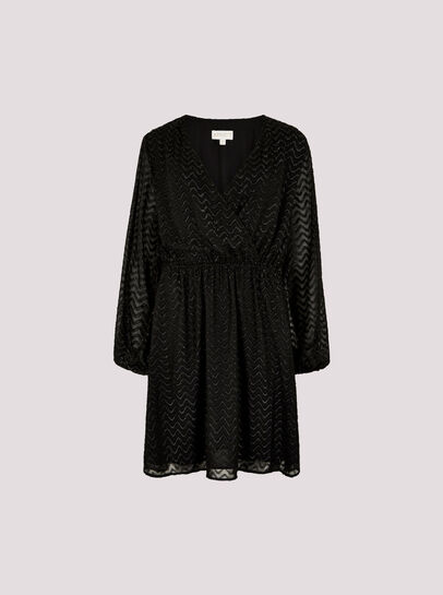 Chevron Shimmer Wrap Mini Dress