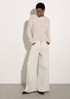 Mock Neck Textured Chunky Jumper, Stone, large