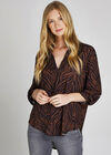 Zebra Print Open Neck Shirt, Rust, large