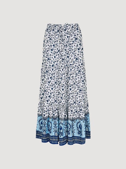 Sarasa Floral Tiered Maxi Skirt