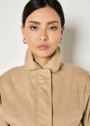 Pleat Detail Bomber Jacket, Stone, large