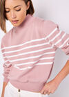 Mock Neck Stripe Jumper, Pink, large