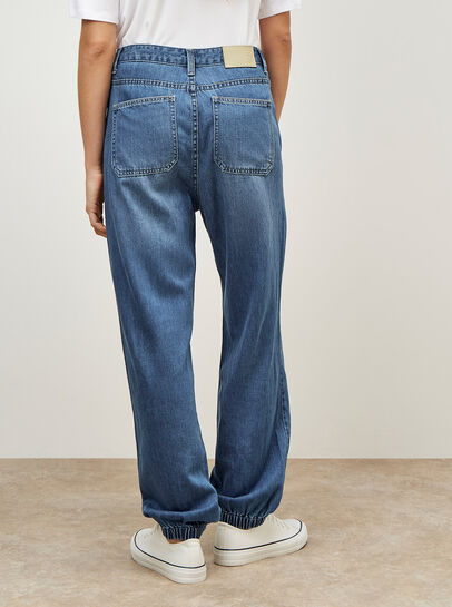 Lia Mid-Wash Denim Joggers