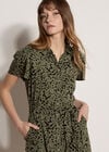 Scattered Squares Shirt Mini Dress, Khaki, large