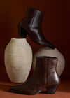 Short Heeled Pointed Boots, Brown, large