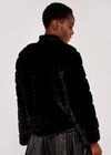 Tiered Fur Jacket, Black, large